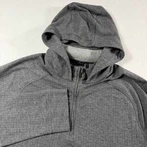 KJUS Inverness Hoodie Men 52 L Grey Herringbone Cashmere Blend Quarter Zip EUC